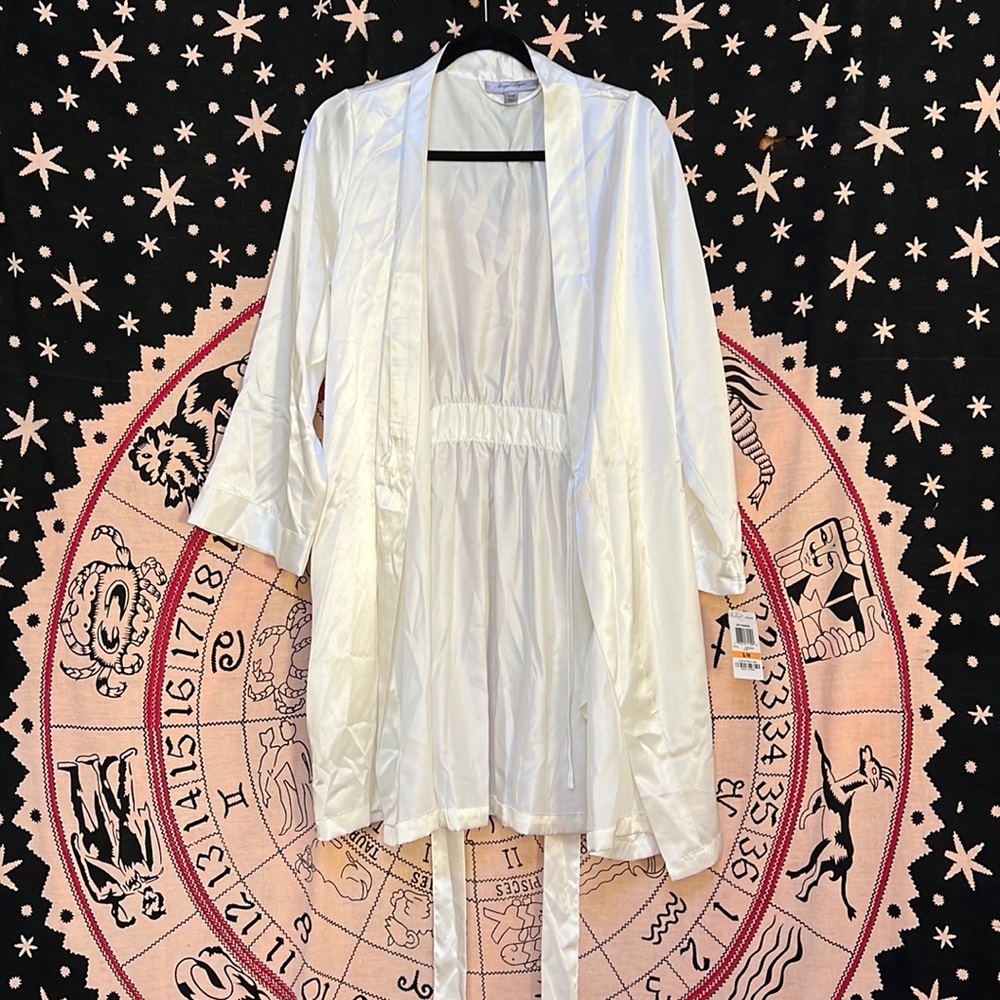 White satin dressing robe - bridal dressing robe